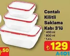 CONTALI KİLİTLİ SAKLAMA KABI 3'LÜ 400 ML/800 ML/1,4 L CONTALI KİLİTLİ SAKLAMA KABI 3'LÜ 400 ML/800 ML/1,4 L